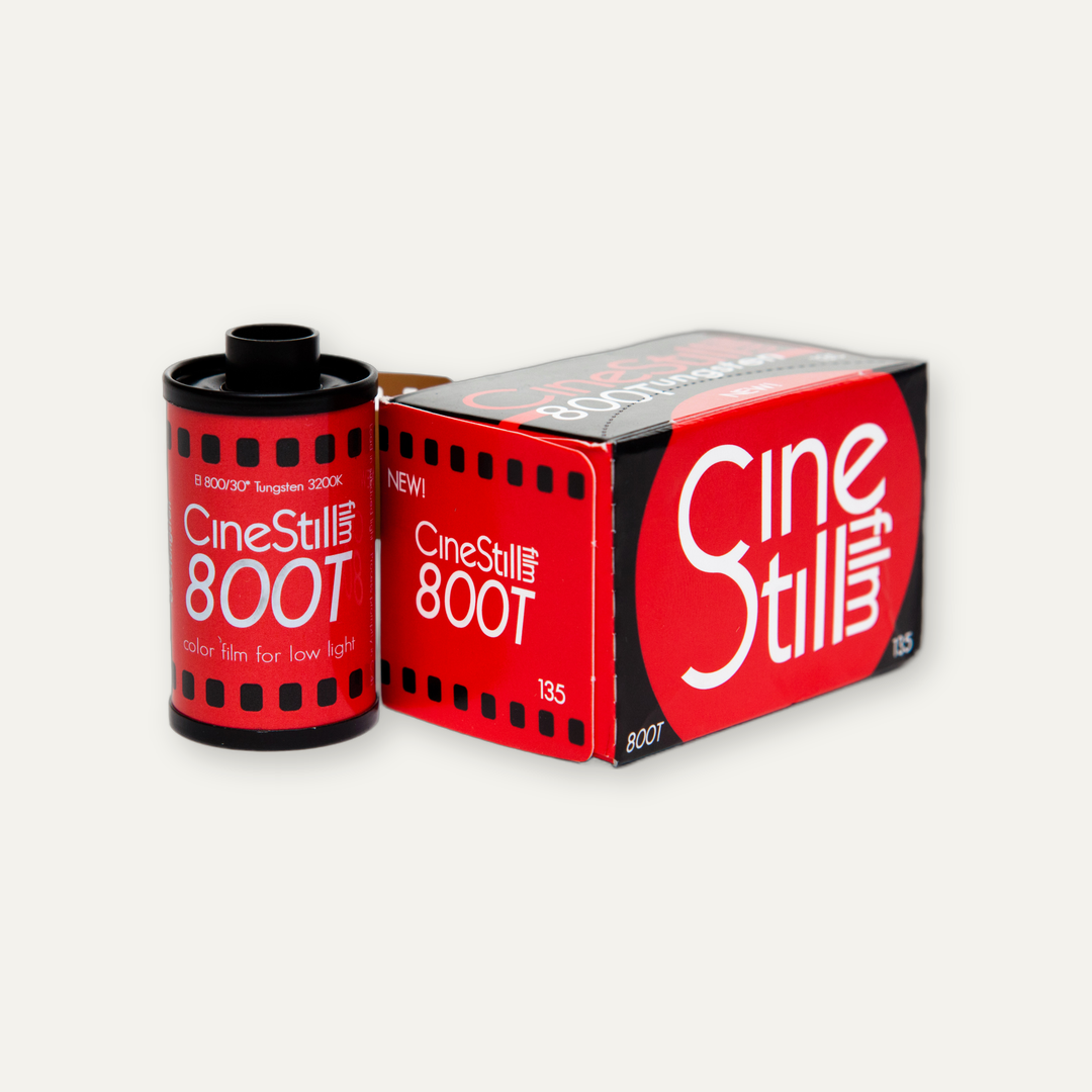 CineStill 800T 35mm film box and canister