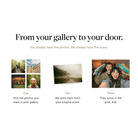 From your gallery to your door in three steps: pick the photos in your gallery, we print them from your original scans, they arrive in the post at 4x6
